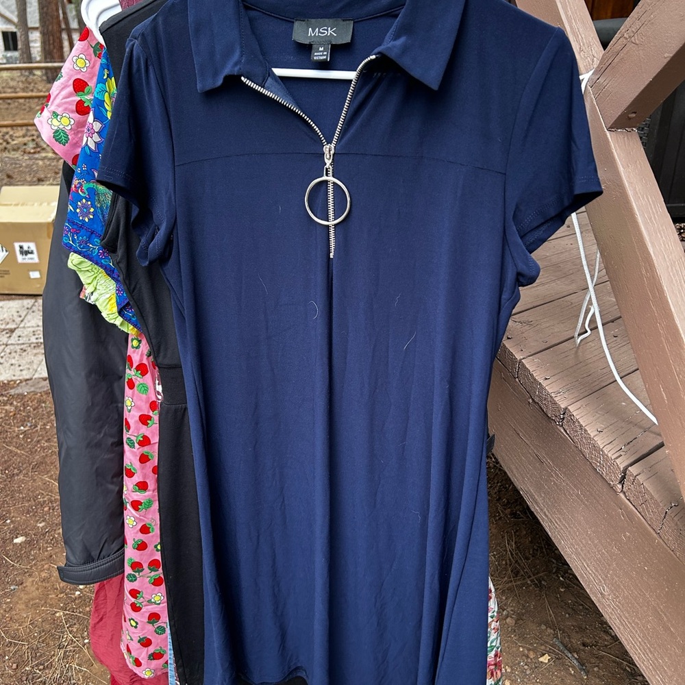 MSK Deep Blue Zip-Up Dress with Ring Pull